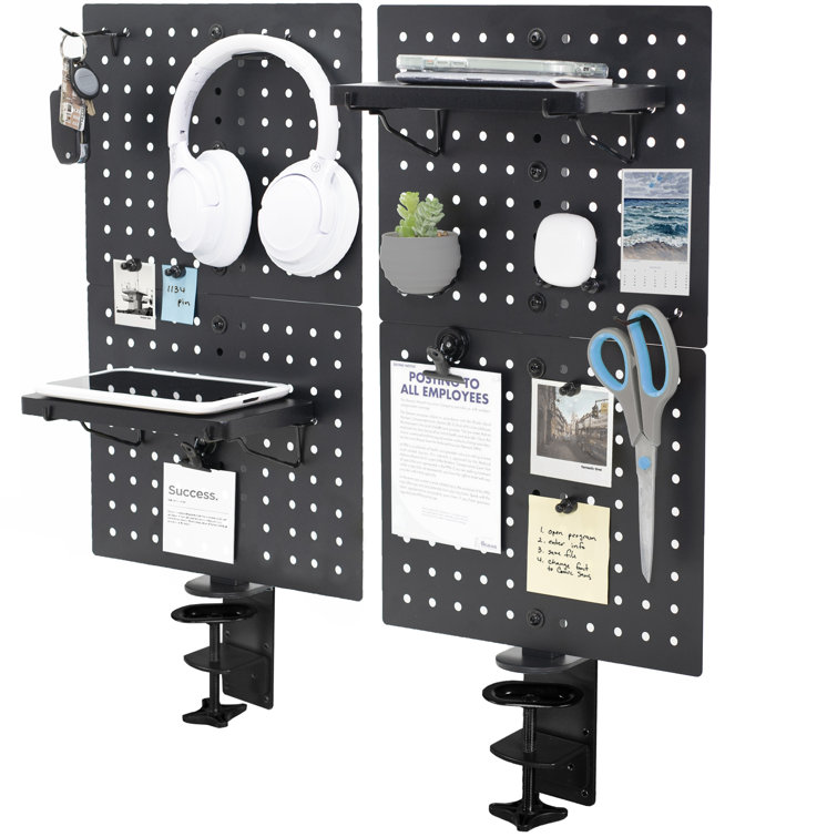 Black Powder Coated Steel Clamp-on Pegboard Organizer