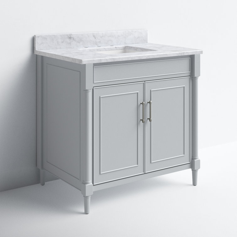 Selene Freestanding 37'' Light Gray Single Bathroom Vanity with Carrara Marble Top