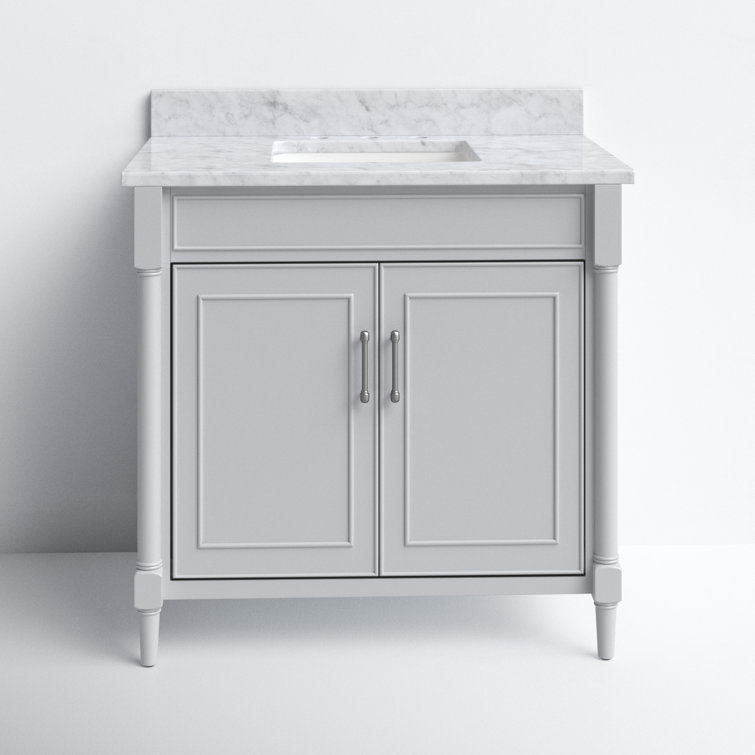 Selene Freestanding 37'' Light Gray Single Bathroom Vanity with Carrara Marble Top