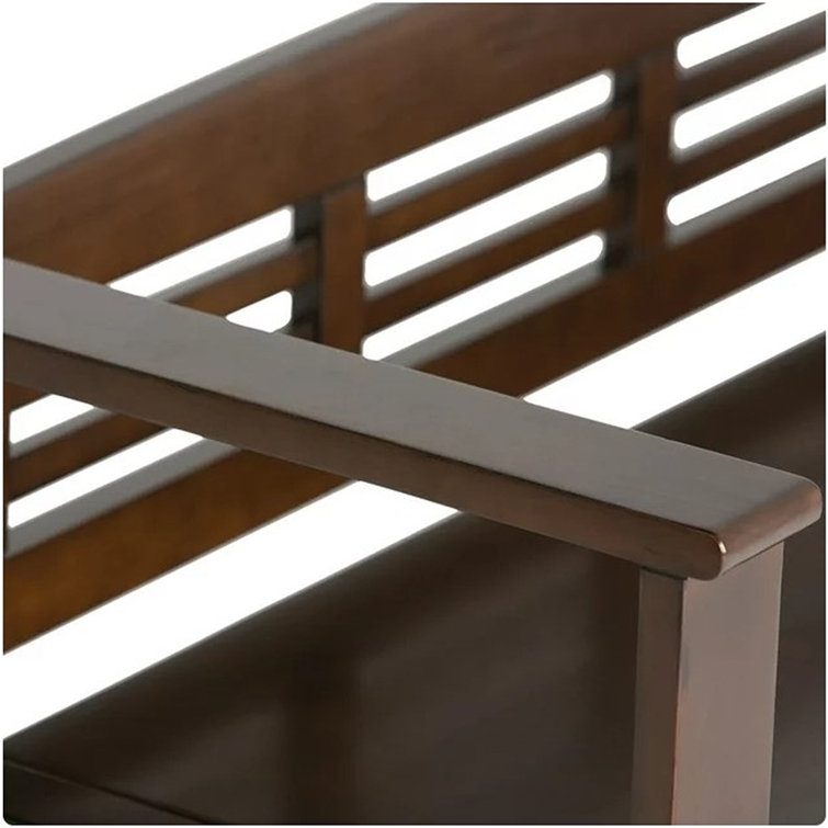 Adams Medium Brown Pinewood Storage Bench with Cut Out Back