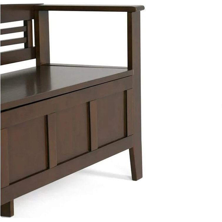 Adams Medium Brown Pinewood Storage Bench with Cut Out Back