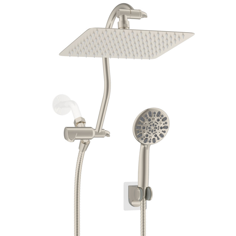 Brushed Nickel Dual Rainfall and Handheld Shower Head Combo