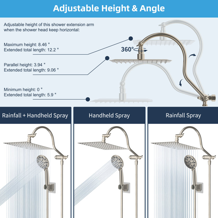 Brushed Nickel Dual Rainfall and Handheld Shower Head Combo