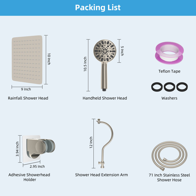 Brushed Nickel Dual Rainfall and Handheld Shower Head Combo