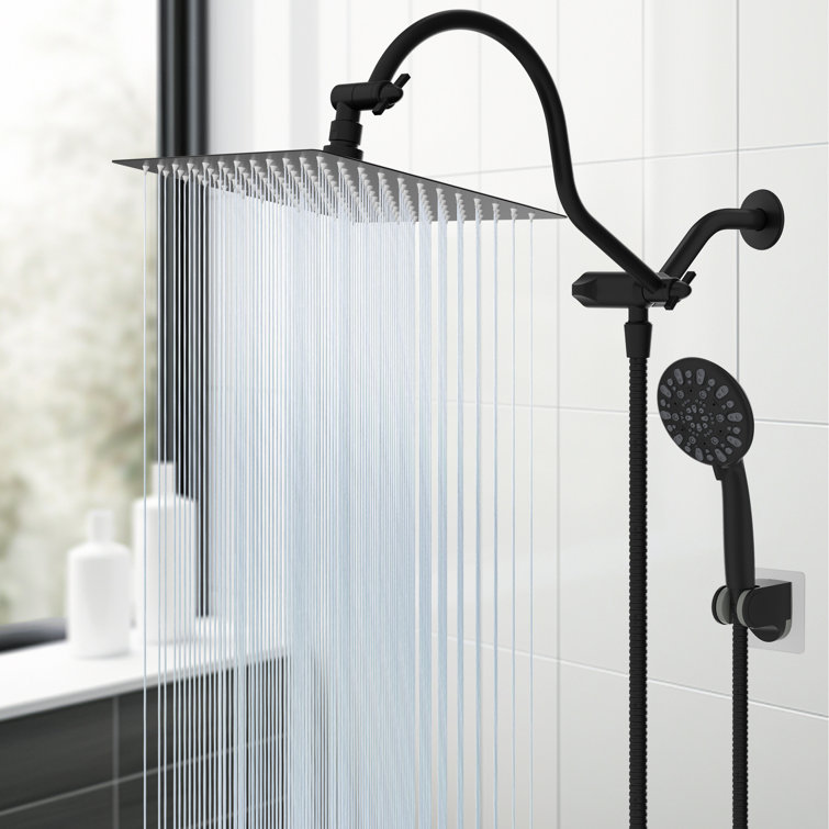 Matte Black 12'' High Pressure Rainfall Shower Head Combo