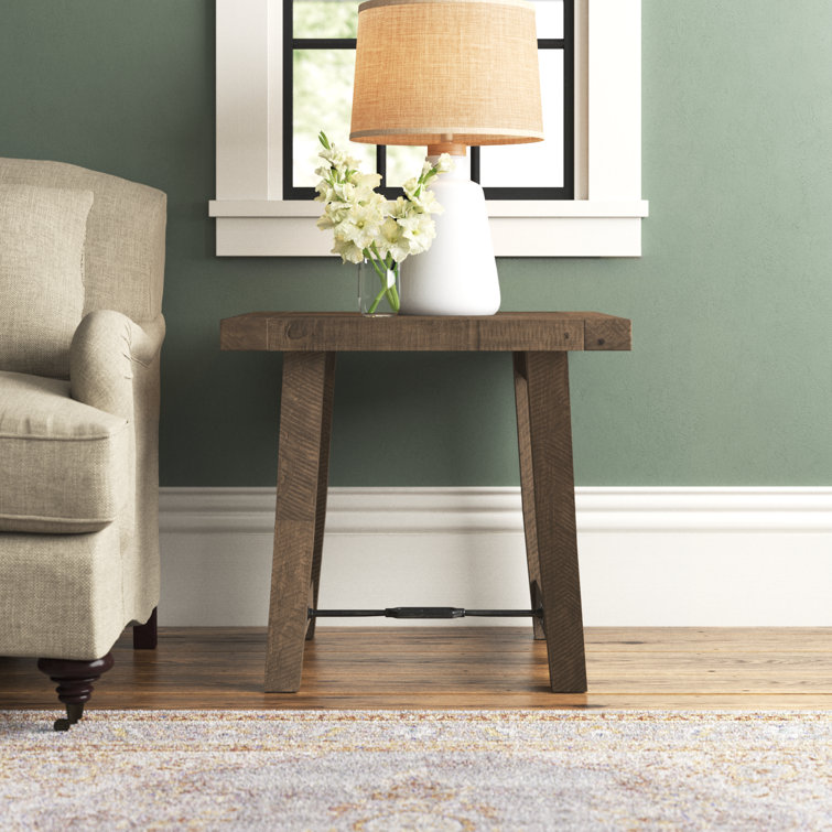 Tuscany Reclaimed Pine and Metal 26" Square End Table - Weathered Taupe