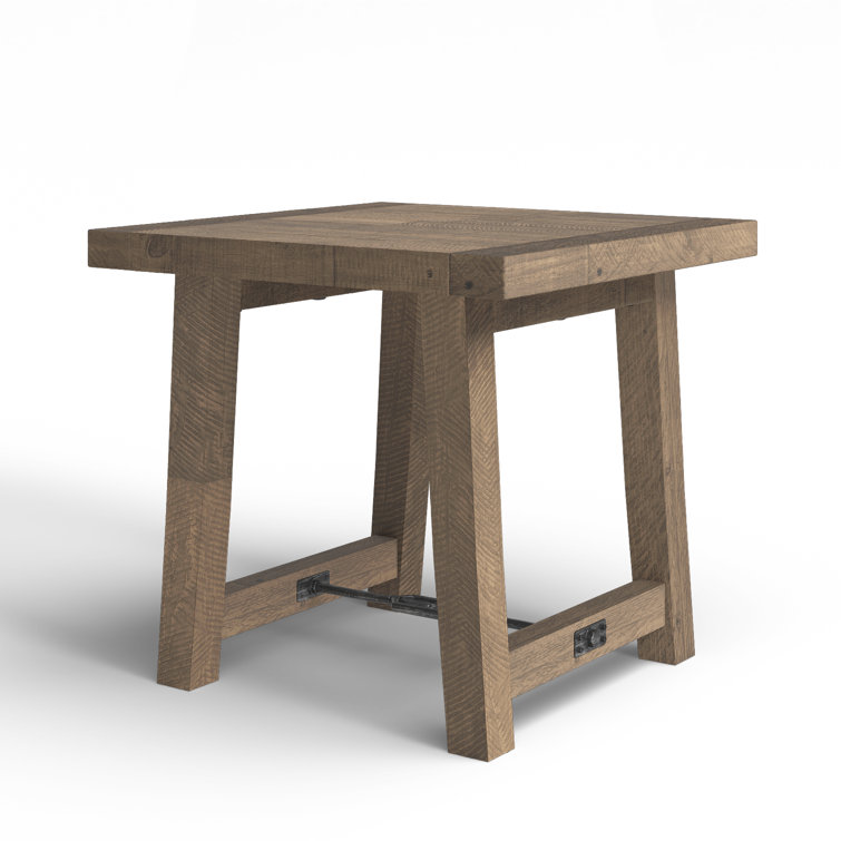 Tuscany Reclaimed Pine and Metal 26" Square End Table - Weathered Taupe