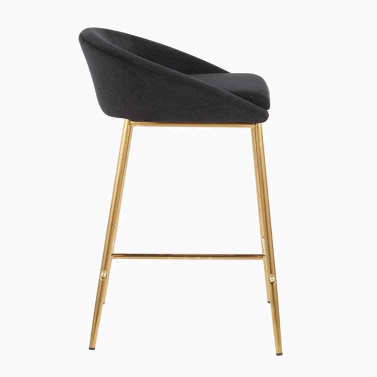 Elegant Matisse 31.25'' Gold Metal and Black Velvet Counter Stool