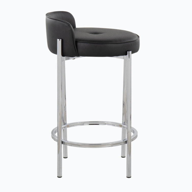 Chloe Luxe Black Leather 29'' Bar Stool with Gold Metal Base