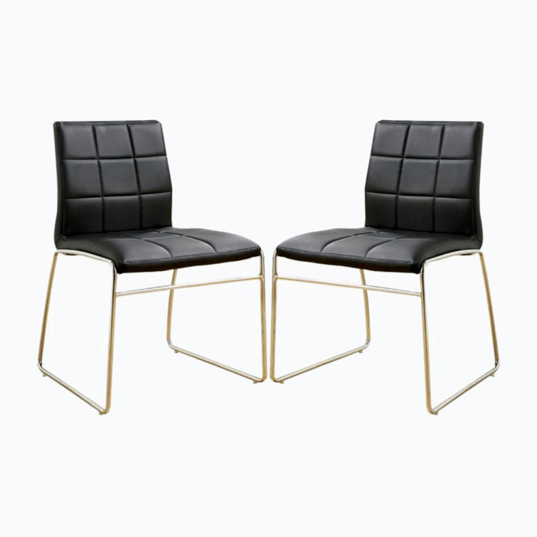 Modern Black Faux Leather Side Chair with Chrome Legs