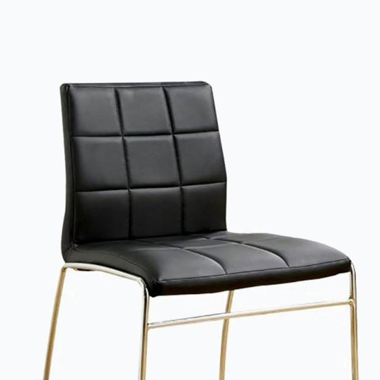 Modern Black Faux Leather Side Chair with Chrome Legs