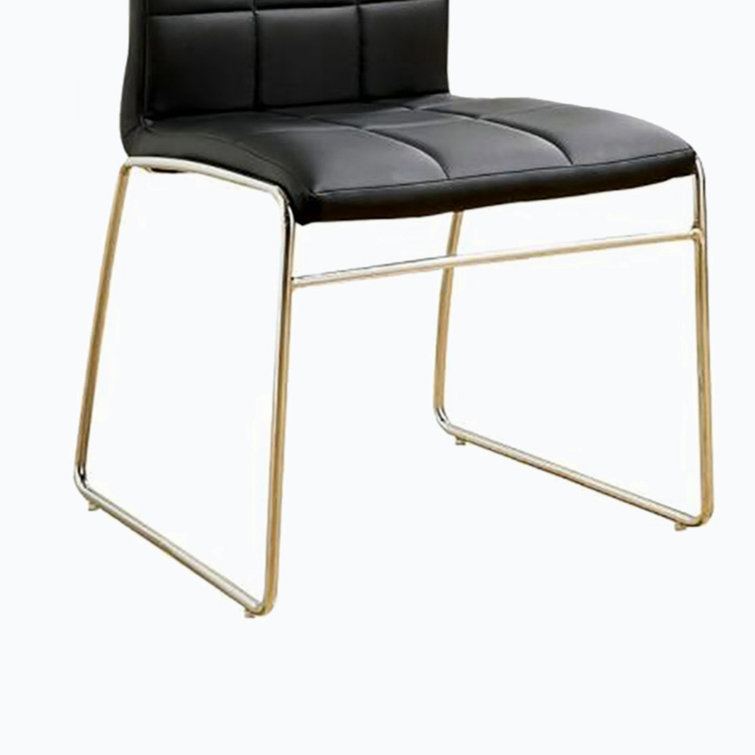 Modern Black Faux Leather Side Chair with Chrome Legs