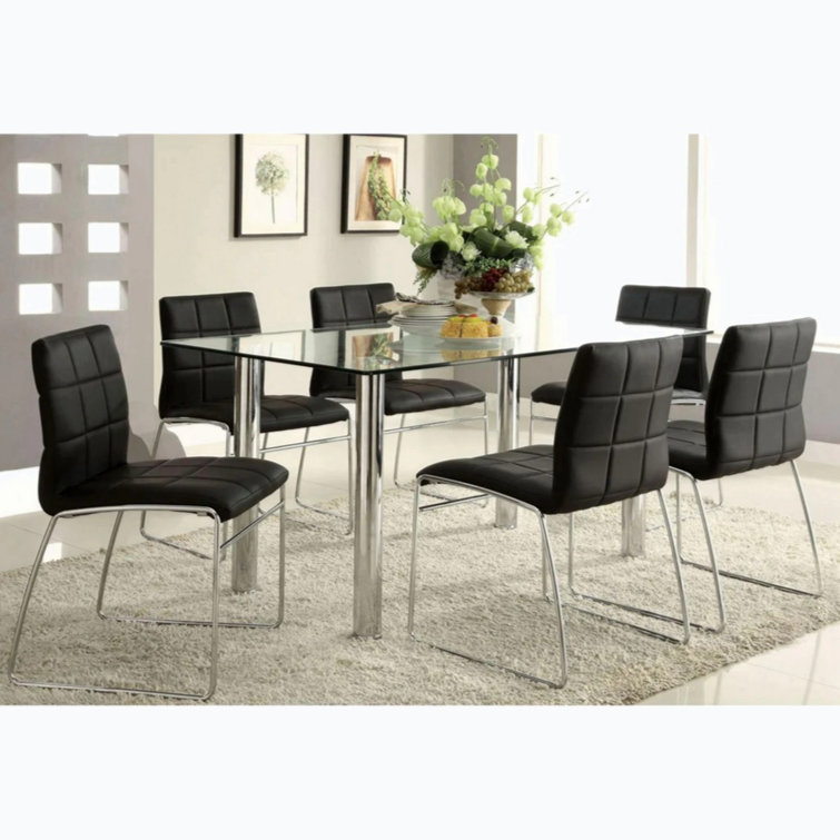 Modern Black Faux Leather Side Chair with Chrome Legs