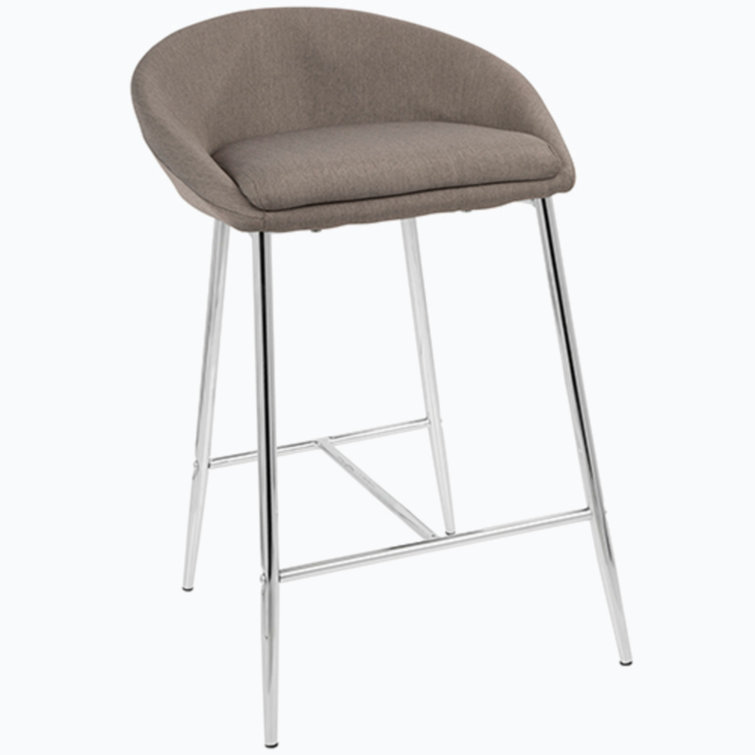 Elegant Matisse Chrome and Grey Fabric Counter Stool, Set of 2