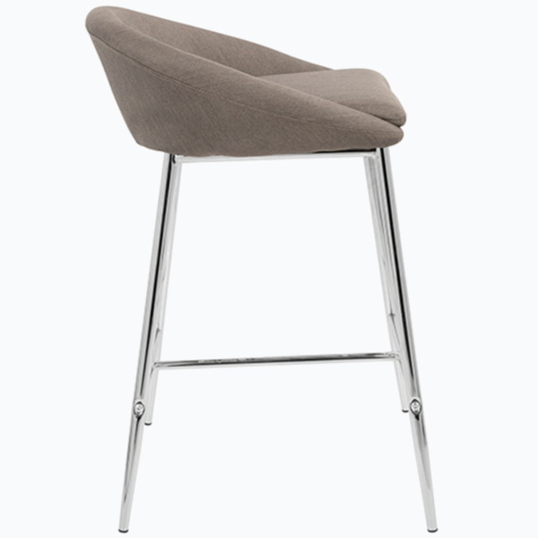 Elegant Matisse Chrome and Grey Fabric Counter Stool, Set of 2