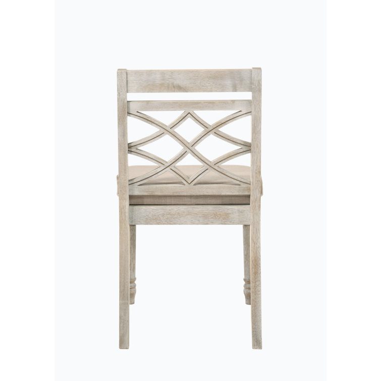 Cillin Antique White Upholstered Cross Back Side Chair Set