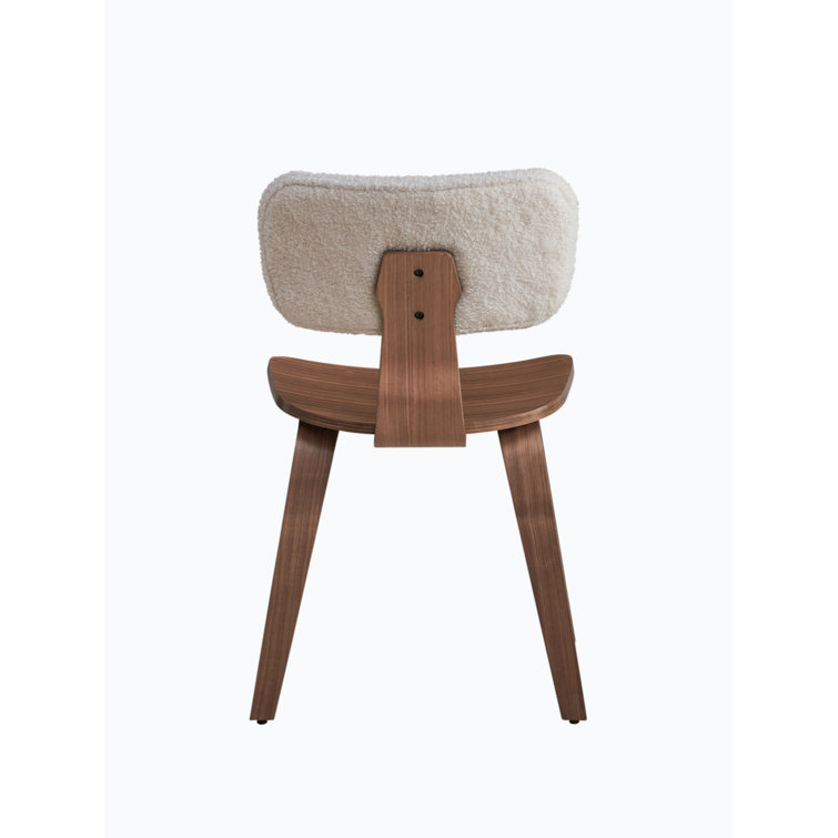 Casson White Velvet and Walnut Upholstered Side Chair