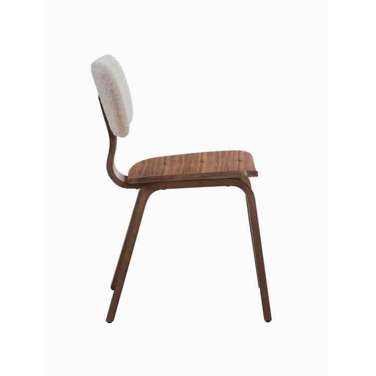 Casson White Velvet and Walnut Upholstered Side Chair