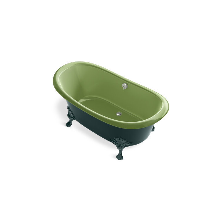 Teal and Green Cast Iron Clawfoot Freestanding Bath