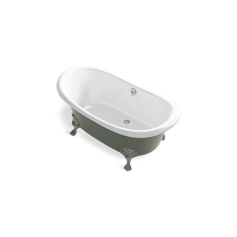 Aspen Green and White Cast Iron Clawfoot Freestanding Bath