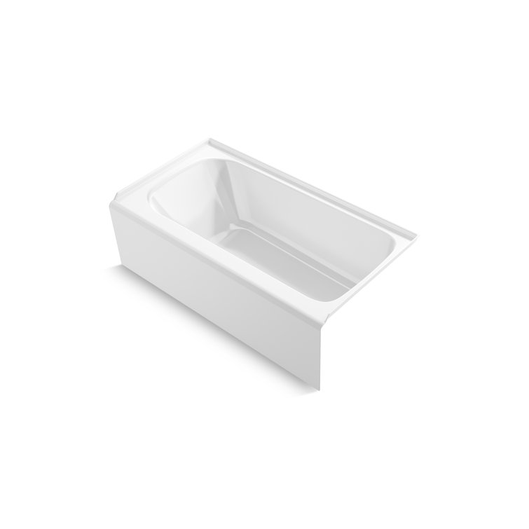 White Cast Iron Alcove Bathtub with Right Drain
