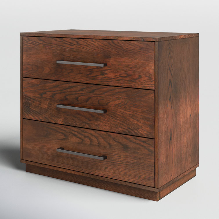 Mallory Dark Brown 3-Drawer Wood Nightstand