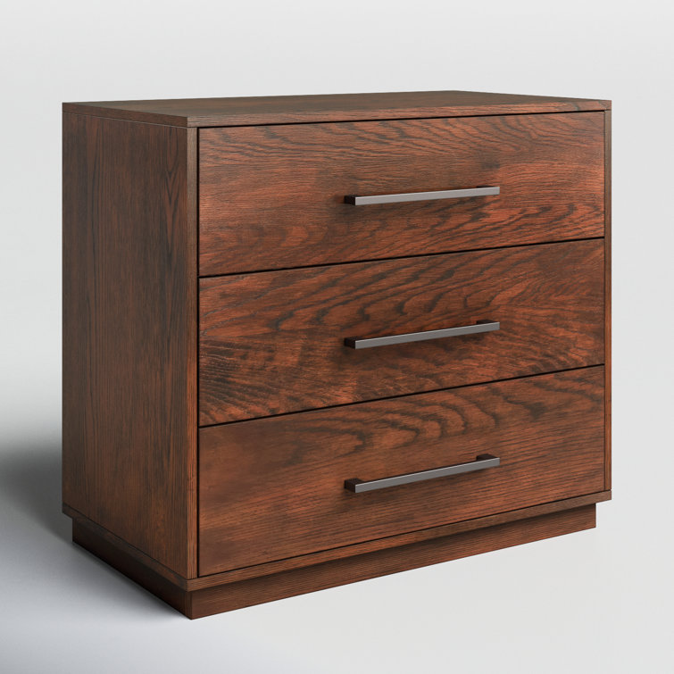 Mallory Dark Brown 3-Drawer Wood Nightstand