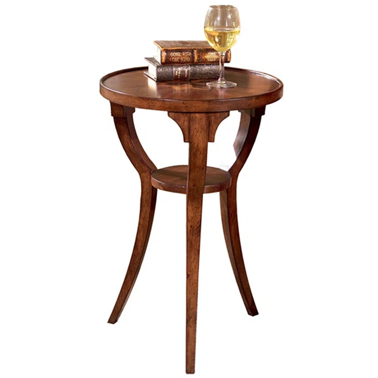 Dalton Cherry Brown Round Accent Table with Splayed Legs