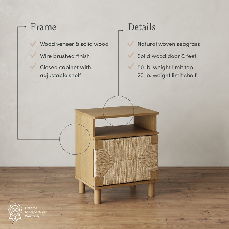 Beacon Light Brown Wood and Seagrass Nightstand