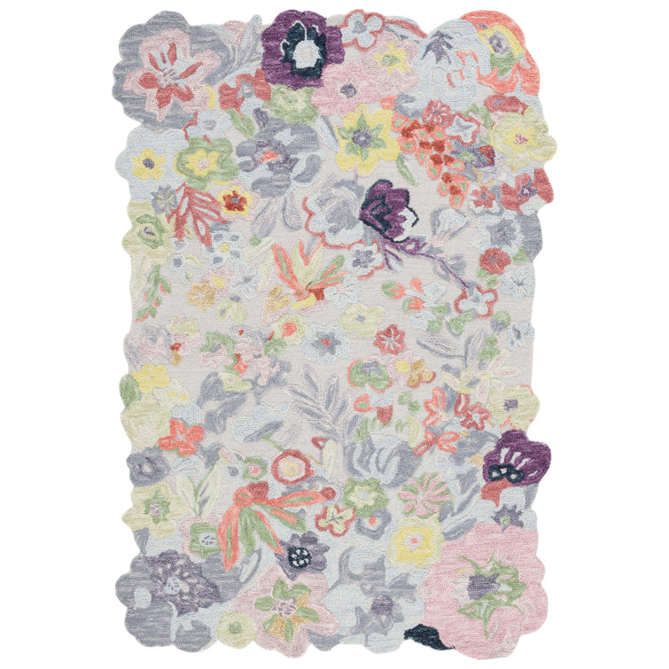 Handmade Multicolor Floral Wool Square Rug