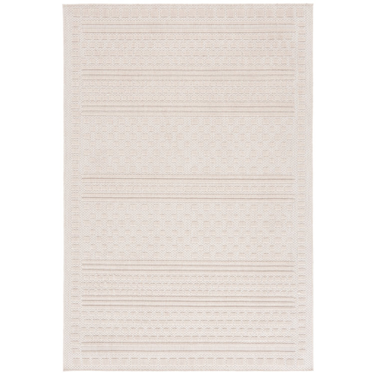 Beige Geometric 8' x 10' Synthetic Easy Care Rug