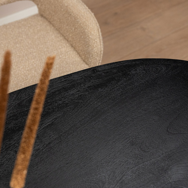 Aron Black Mango Wood Oval Dining Table, 43" W x 118" L