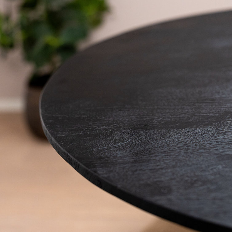 Aron Black Mango Wood Oval Dining Table, 43" W x 118" L