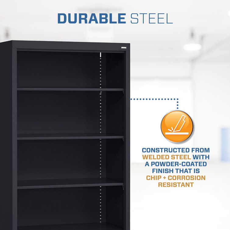 Black Steel Mobile Bookcase with Adjustable Shelves