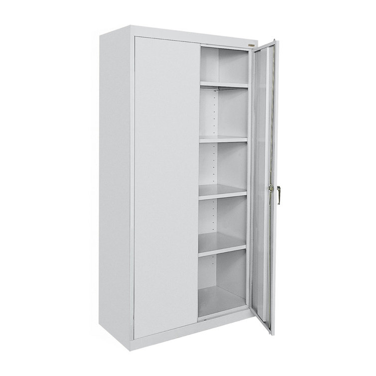 Dove Gray Steel Office Storage Cabinet with Adjustable Shelves