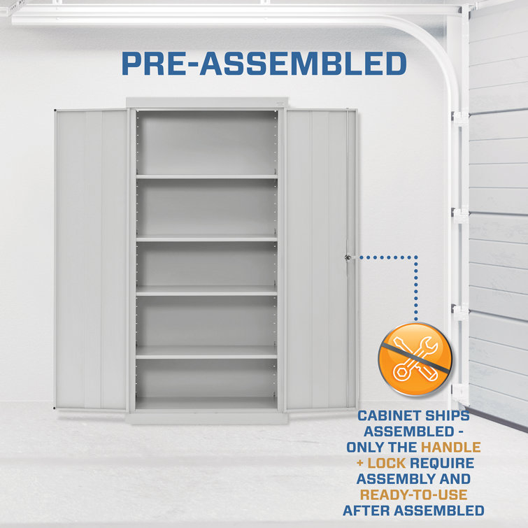 Dove Gray Steel Office Storage Cabinet with Adjustable Shelves