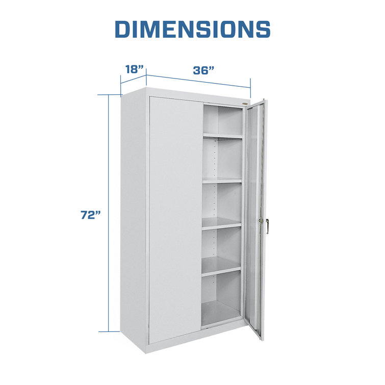 Dove Gray Steel Office Storage Cabinet with Adjustable Shelves