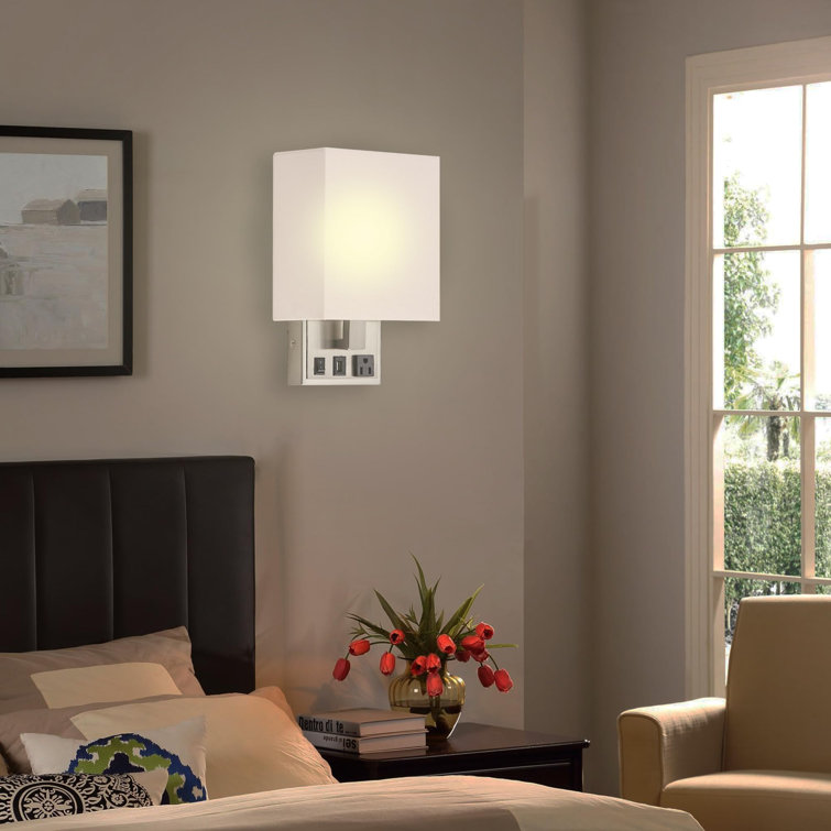 Brushed Nickel 1-Pack Wall Sconce with White Acrylic Shade
