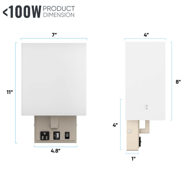 Brushed Nickel 1-Pack Wall Sconce with White Acrylic Shade