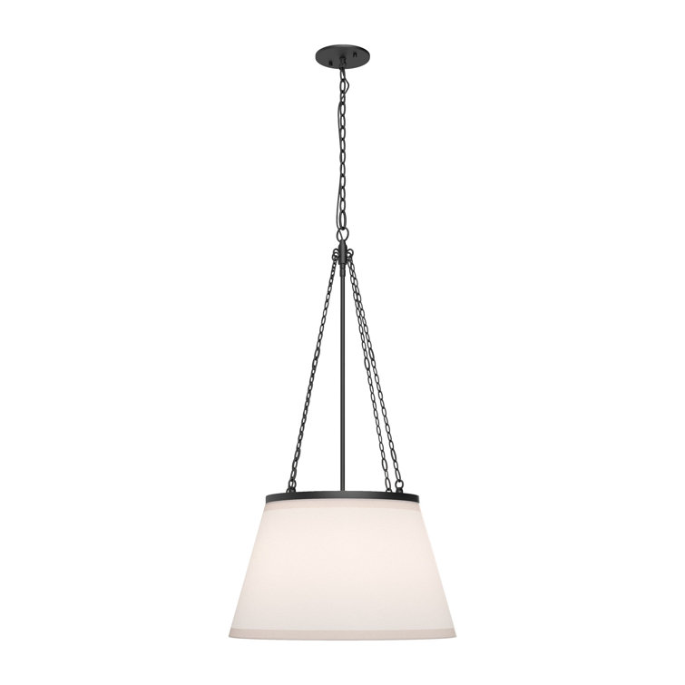 Sutter 18" Matte Black and White Linen Glass Globe Pendant