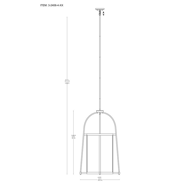 Rosedale Warm Brass 4-Light Pendant with Clear Glass Shade