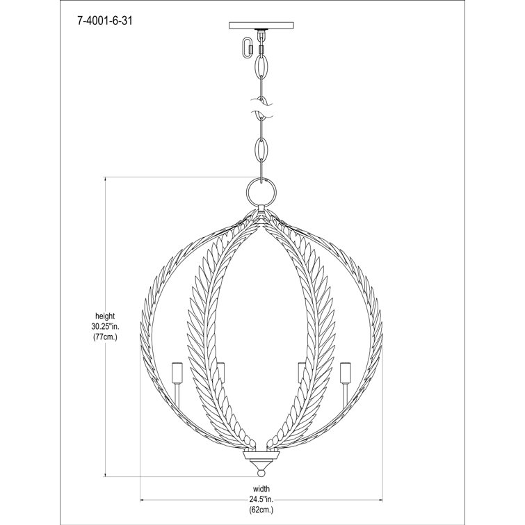 Atlas Grecian Gold 6-Light Metal Pendant