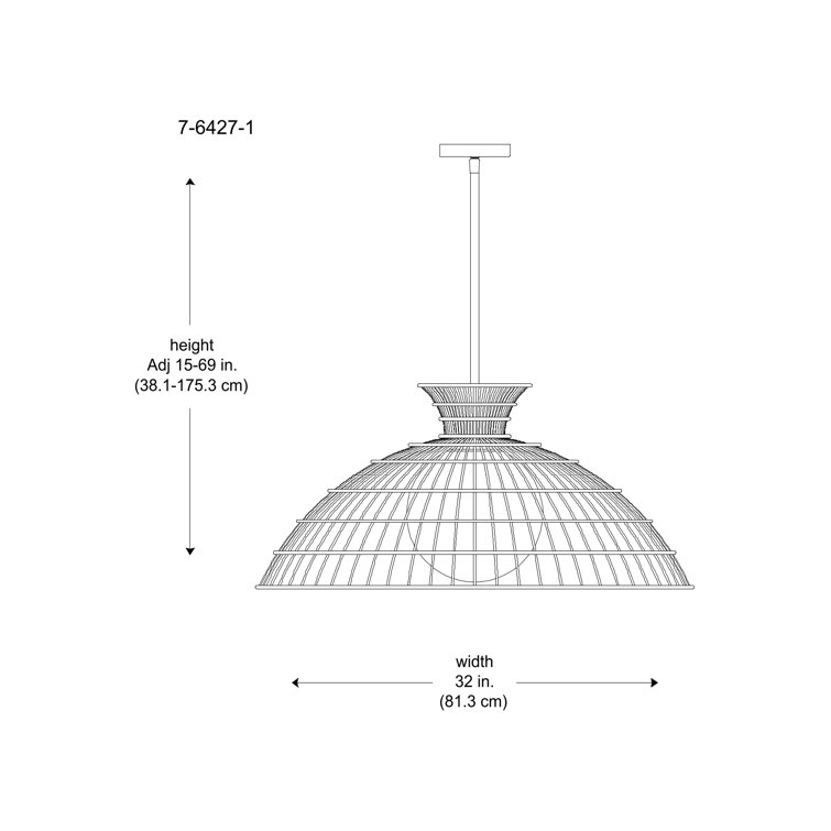Lanai Warm Brass Rattan Resin and Glass 1-Light Pendant