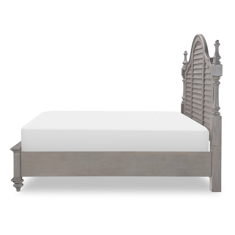 King Gray and Brown Wood Poster Bed with Storage