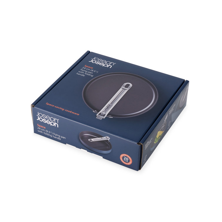 Blue Ceramic Non-Stick Frying Pan with Folding Handle