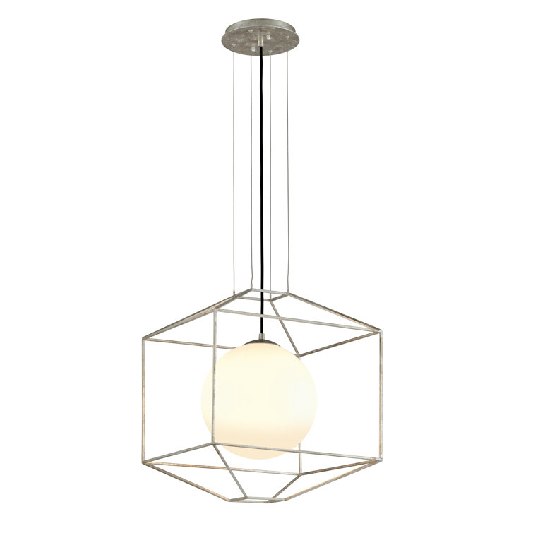 Silver Leaf Geometric Glass Pendant Light