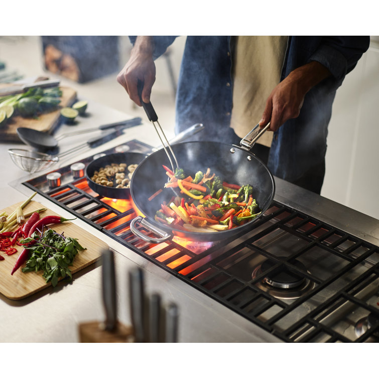 Navy Blue Ceramic Non-Stick 12.5" Wok with Folding Handle