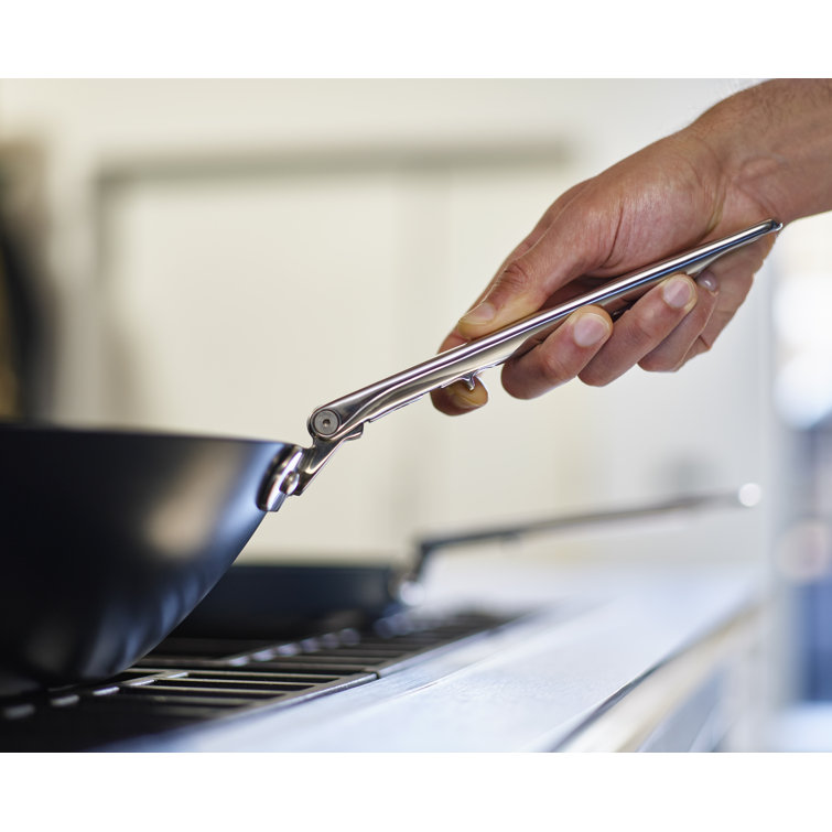 Navy Blue Ceramic Non-Stick 12.5" Wok with Folding Handle