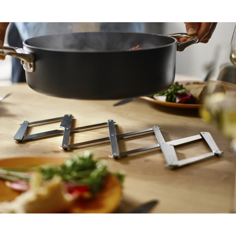 Expandable Silver Stainless Steel Rectangle Trivet