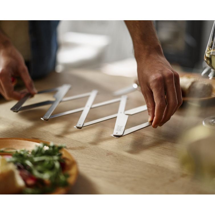 Expandable Silver Stainless Steel Rectangle Trivet